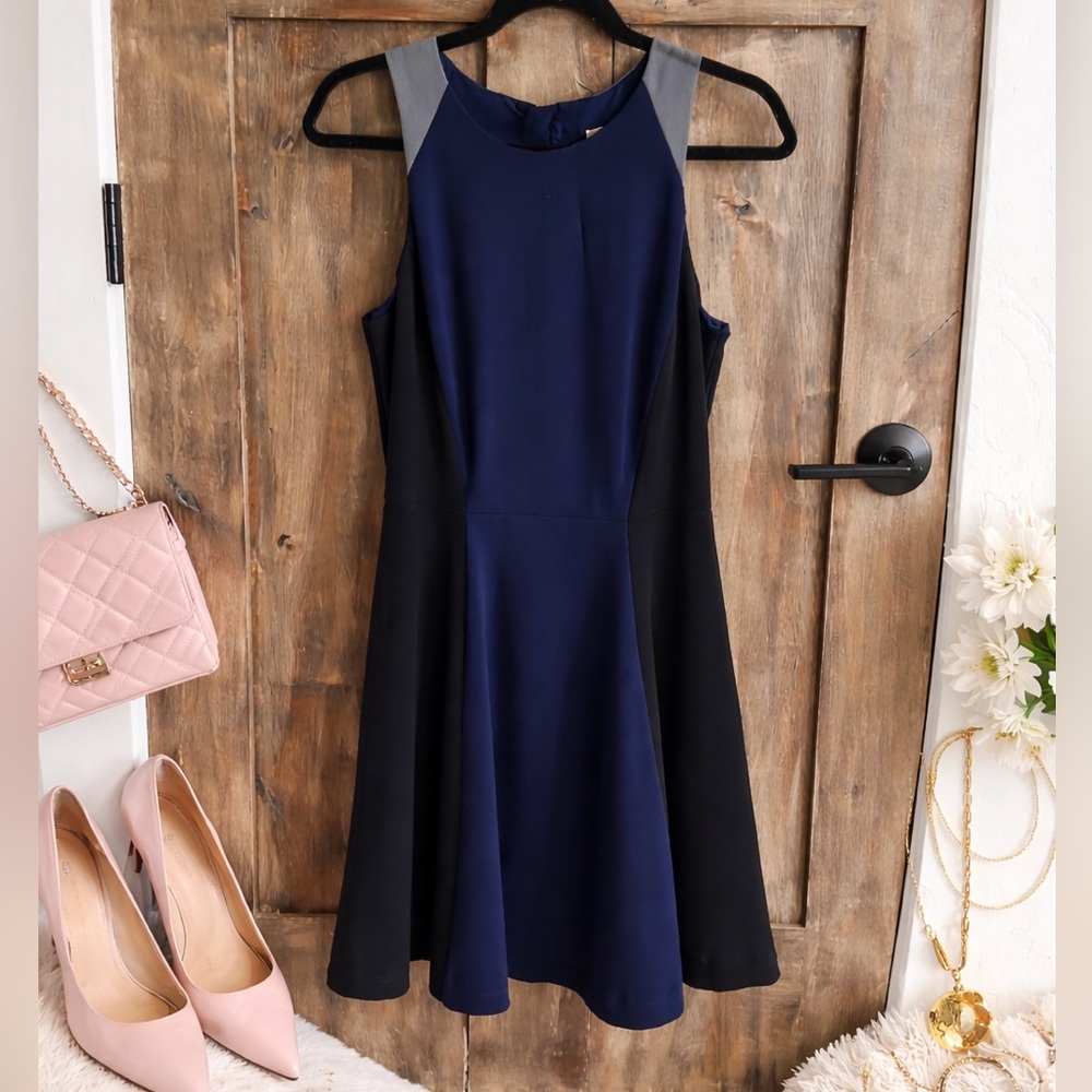 Banana Republic Navy and Black Fit and flare Dress